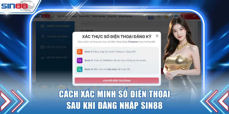 Cách xác minh SĐT sau khi đăng nhập SIN88